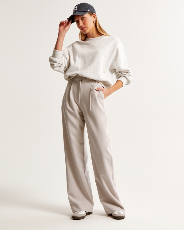 A&F Sloane Tailored Wide Leg Pant, Light Taupe view 2