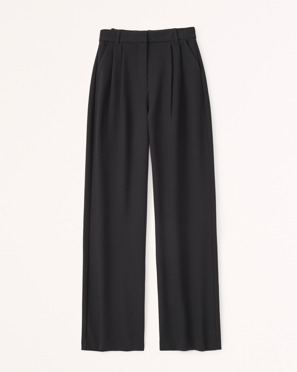Curve Love A&F Sloane Tailored Wide Leg Pant, Black view 1