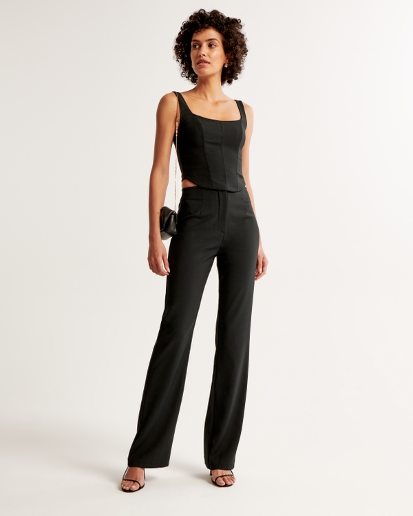 High Rise Slim Boot Trouser, Black view 1