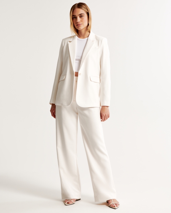 A&F Sloane Tailored Wide Leg Pant, Cream view 1