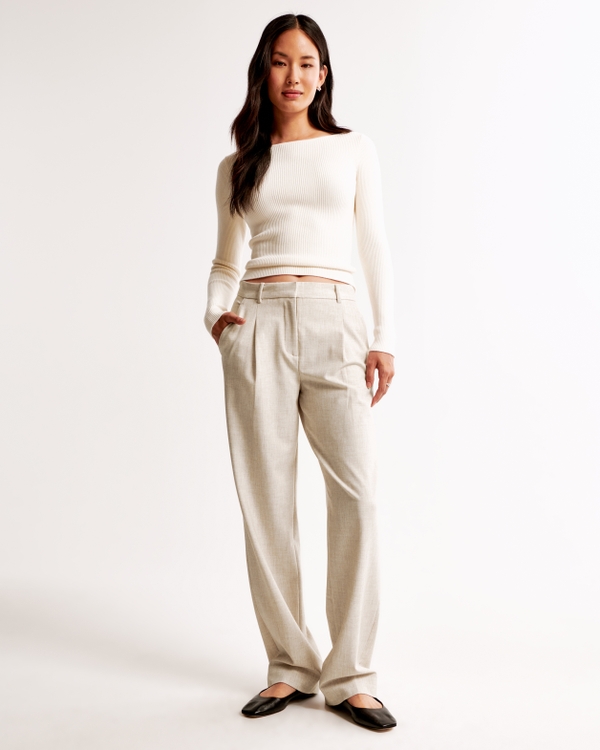 A&F Quinn Tailored Straight Pant, Oatmeal view 1