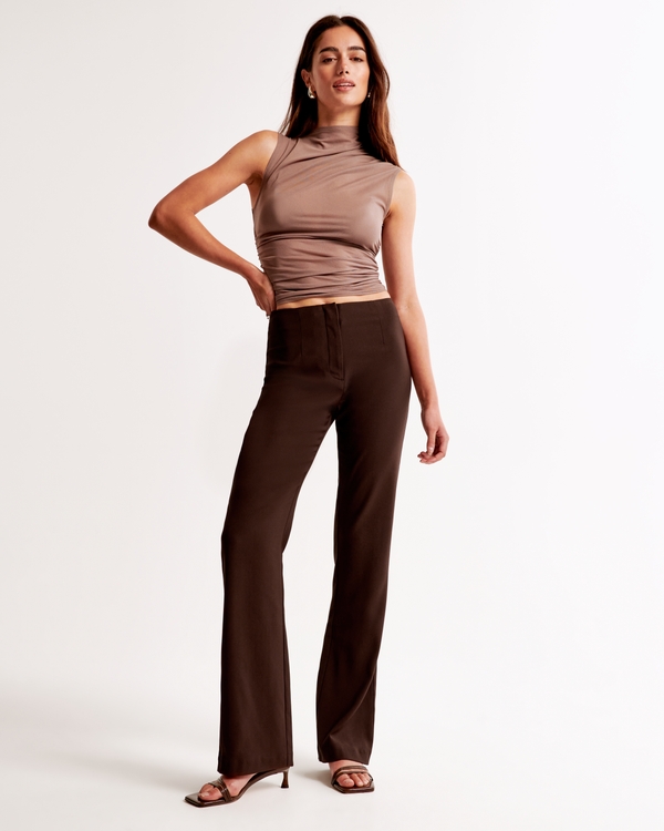 High Rise Slim Boot Trouser, Coffee view 1
