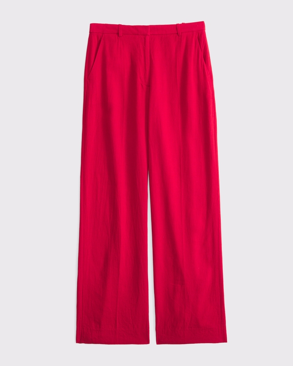 Curve Love Tailored Linen-Blend Wide Leg Pant, Vivid Red view 1