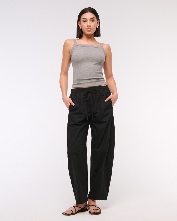 Poplin Barrel Pull-On Pant, Black view 1