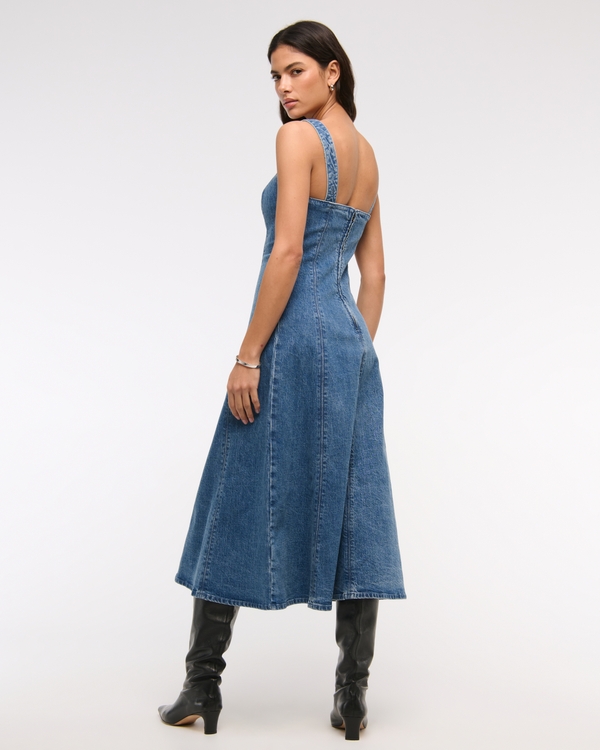 The A&F Mila Denim Midi Dress, Medium Denim view 1