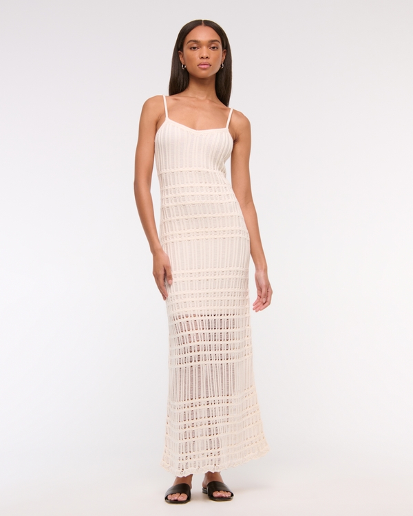 Crochet-Style Maxi Dress, Cream view 2