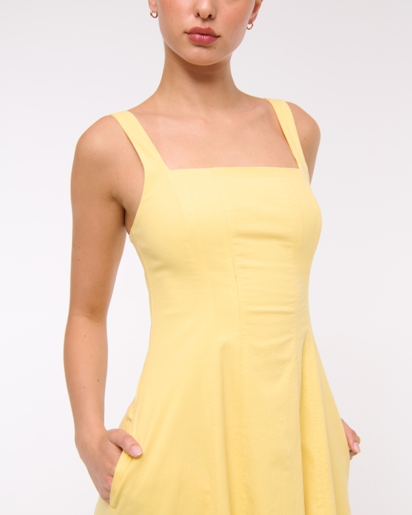 The A&F Mila Stretch Midi Dress, Yellow view 2