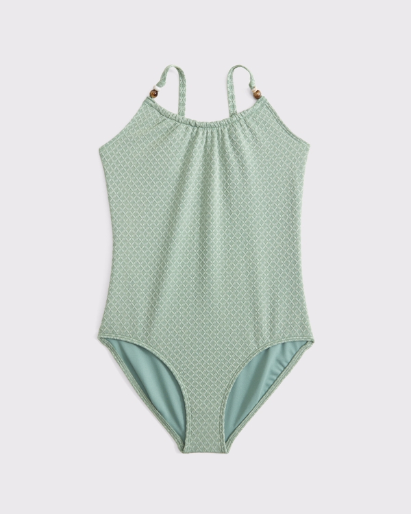 beaded scoopneck one-piece swimsuit, Green view 2
