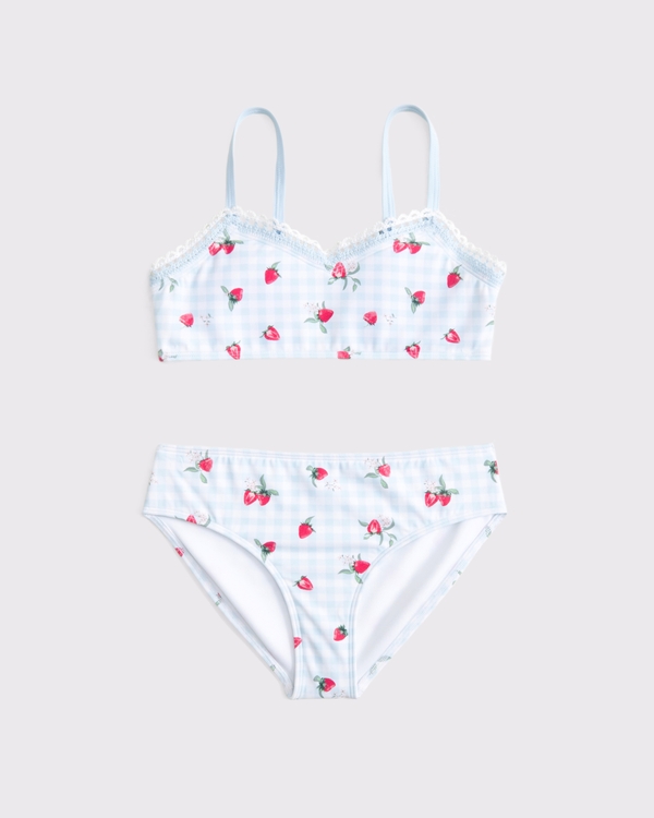 mixed fabric triangle two-piece swimsuit, Strawberry Pattern view 2