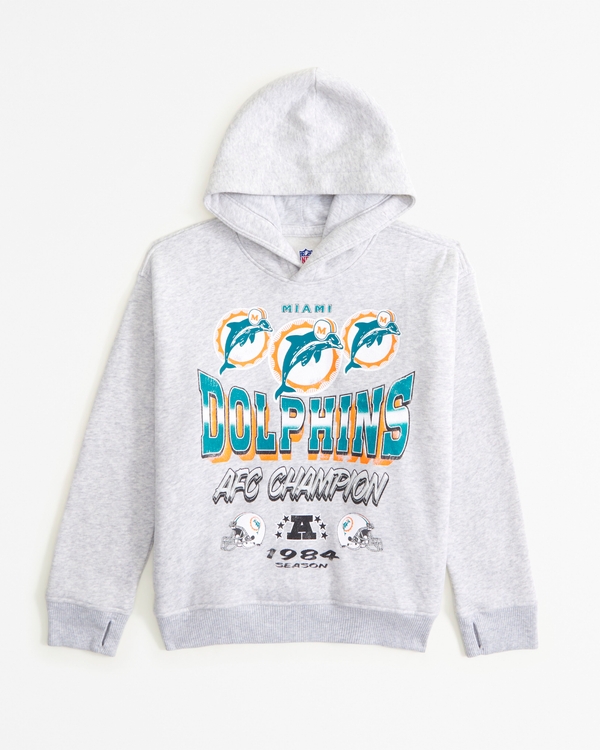miami dolphins graphic popover hoodie, Light Gray view 1