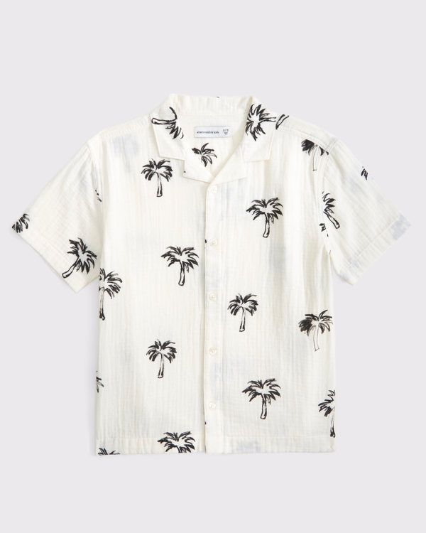 resort short-sleeve gauzy shirt, White Pattern view 2