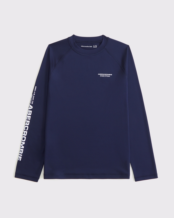 long-sleeve logo rashguard, Navy view 1