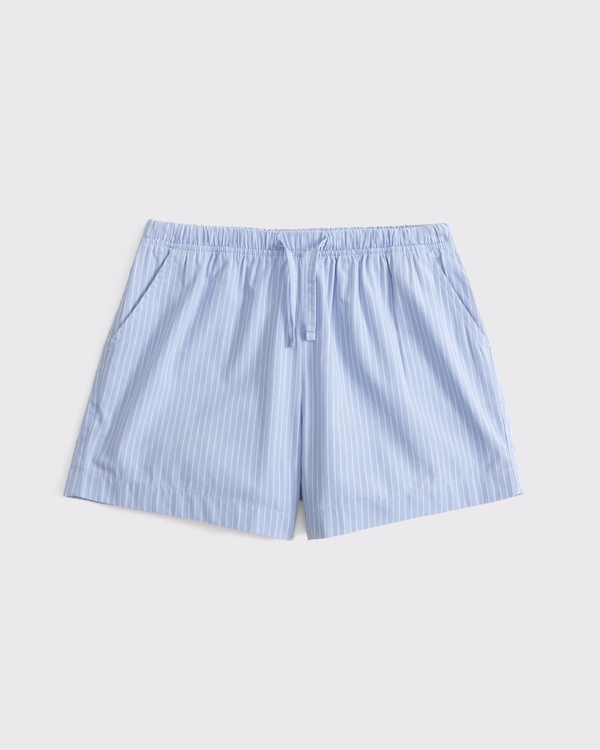 poplin pull-on shorts, Light Blue Stripe view 1