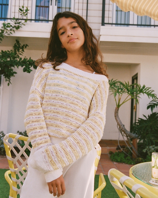off-the-shoulder sweater, Yellow view 1