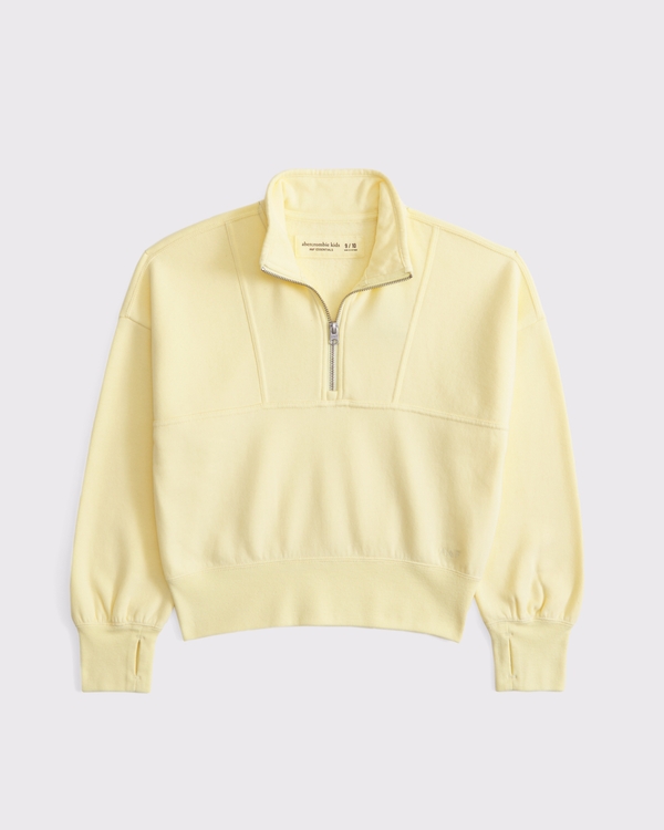 essential sunday half-zip sweatshirt, Creamy Yellow view 1