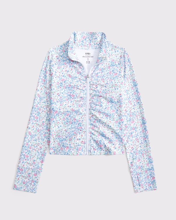 ypb ruched full-zip, White Floral view 1