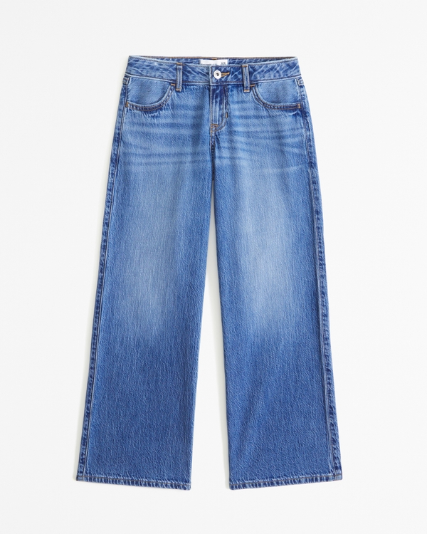 lightweight low rise baggy jeans, Medium Wash view 1