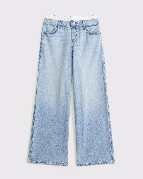low rise baggy jeans, Light Wash view 1