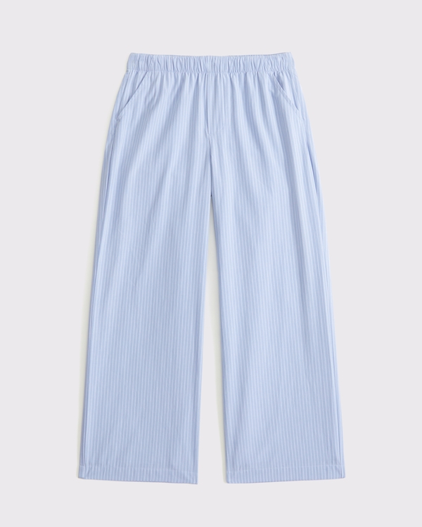 baggy poplin pull-on pants, Light Blue Stripe view 2